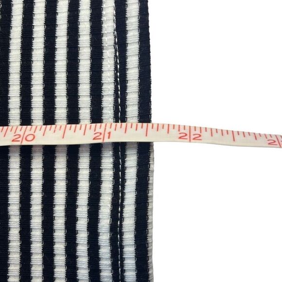 Gianni Bini Black White Stripe Ribbed Ruffle Cuff Cutout High Neck Top Blouse XS - Picture 7 of 7